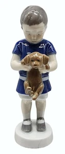 Royal Copenhagen Boy Holding Puppy Figurine #422 Dog - Picture 1 of 9