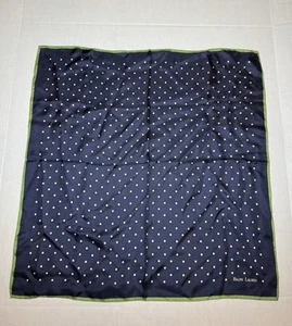 Ralph Lauren Mujer Cuadrado Seda Bufanda Lunares - 21”x 21” Logo Azul Marino - Imagen 1 de 5