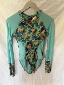 Art Class Girls Rash Gard Bathing Suit XL 14/16 Teal/Orange Long Sleeve - Picture 1 of 8