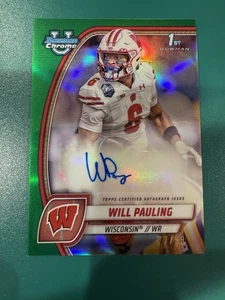 Will Pauling 2024 Bowman Chrome University Green Refractor Auto /99 Notre Dame - Foto 1 di 2