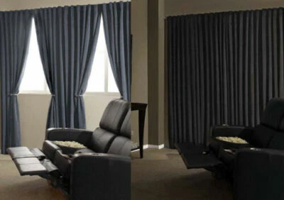 Luxury 3 Pass Thermal Blackout Stage,Theater Draping Fabric W290cm L285cm Black - Image 1 of 2