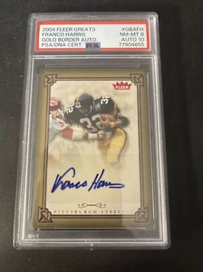 Fleer Greats Gold Border Franco Harris 2004 automático PSA 8/10 PSA/DNA POP 2 raro bajo - Imagen 1 de 5