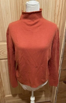 Suéter feminino CARLISLE laranja gola simulada 100% cashmere tamanho XLarge ~ Excelente estado usado - Imagem 1 de 4