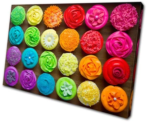 Food Kitchen Cupcakes Baking SINGLE CANVAS WALL ART Picture Print VA - Picture 1 of 1