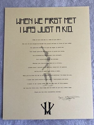 Kobe Bryant Los Angeles Lakers “Querido Basquete” Carta Reimpressão Alta Qualidade - Imagem 1 de 2