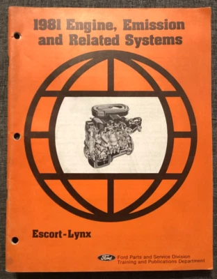 Ford Escort & Mercury Lynx 1981 motor, emisiones y sistemas relacionados manual. OEM Foto 1 de 4