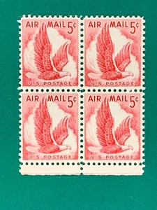 US Postage Air Mail Block 4 5 Cents Eagle Unused - Picture 1 of 2