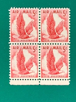 US Postage Air Mail Block 4 5 Cents  Eagle  Unused - Image 1 of 2