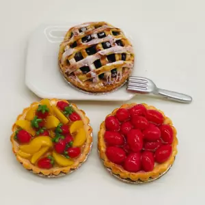 3 pieces Miniature Fruit Tart, Fake Pie, Miniature Fruit Cake, Fake Food clay - Picture 1 of 7