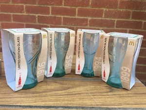 4x Retro Date Embrossed Coke Glasses Collectable Item limited edItion in Box - Picture 1 of 7