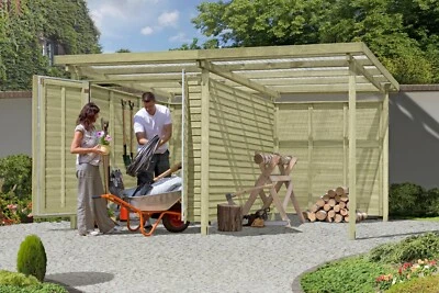 Geräteschuppen 381x224 cm Unterstand Gerätebox Holz NEU Kiefer Holzhaus Fahrrad - Bild 1 von 4