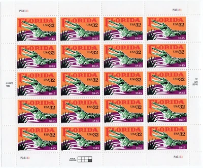 Scott #2950 Florida Gators Sheet of 20 32¢ Stamps - MNH - Image 1 of 2
