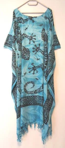 Kaftan Kleid lang Tunika Geckos auf TÜRKIS BLAU 2XL 3XL 4XL 52 54 56 58 60 -C665 - Bild 1 von 1