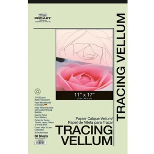 Tracing Paper 11" x 17" 50 Sheets Tape Bound Pad Translucent Art Design - Picture 1 of 7