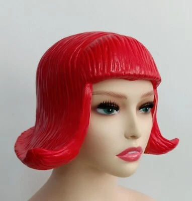 Latex Colored Bob-Style Fake Wig Headwear Cosplay Or Decoration Props - Image 1 of 3