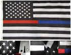 3 x 5 USA fine ligne rouge bleu 3'x5' 210D drapeau brodé nylon 2 clips (RUF)