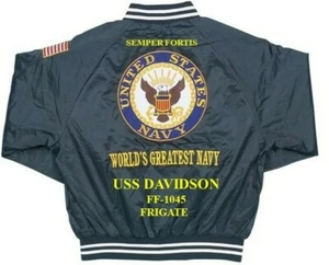 USS DAVIDSON FF-1045 FRIGATE EMBROIDERED SATIN JACKET(BACK ONLY) - Picture 1 of 6