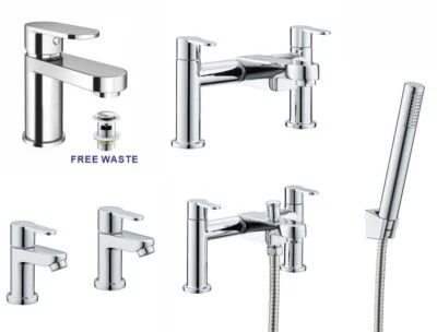 KBPLUMB-BATHWARE New Waterfall Bathroom Taps Chrome Basin Mixer Bath Filler Shower Deck Tap Sets