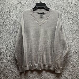 Kenneth Roberts Sweater Adult Large Gray Soft 100% Wool Merino V Neck Mens