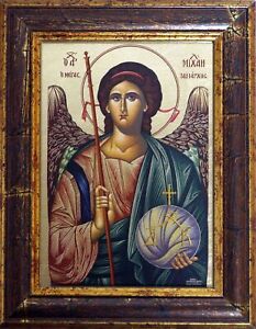 Ikone Erzengel Michael als Sendbote 18 x 24 cm vergoldet Handarbeit Griechenland