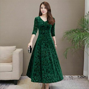 Green Velvet Maxi Dresses for Women for 
