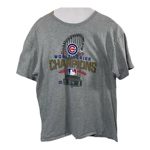 Chicago Cubs T Shirt Mens XL 2016 World Series Champions MLB Tee Gray - Picture 1 of 6