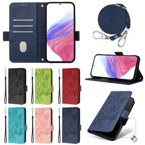 For Motorola G Stylus 5G/Power 2025 Crossbody Strap Leather Wallet Case+Lanyard - Picture 1 of 15