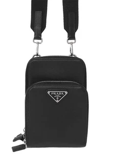 Prada Saffiano Leather Smartphone Case 2ZH126 Shoulder Bag #T895 - Picture 1 of 9