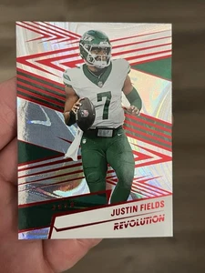 2025 Panini Revolution Red Swirl Parallel Justin Fields Jets! - Picture 1 of 2