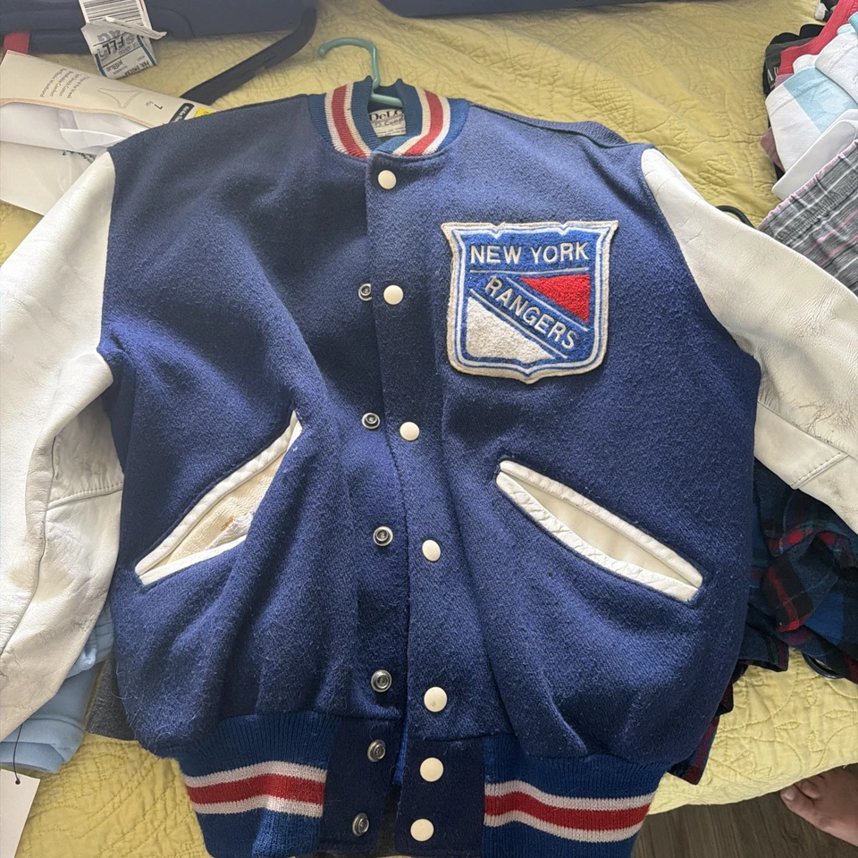 Chaqueta 40 de cuero de lana NY RANGERS DeLong Prince of Wales Foto 1 de 4