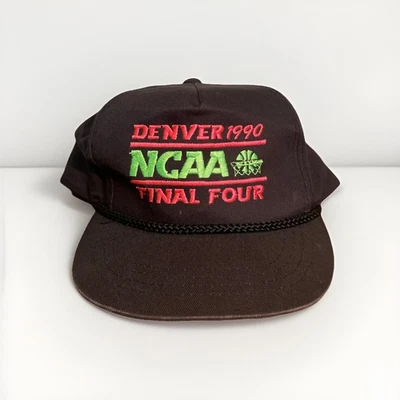 Sombrero trasero vintage 1990 NCAA Final Four correa de cuero Foto 1 de 4