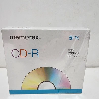 Memorex CD-R Compact Disk Recordable 80Min 700MB 52X 5-Pack New Sealed - Image 1 of 4