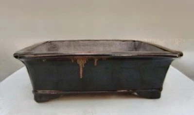 Japanese Bonsai pot SETO RURI Blue glazed Rectangular shape Large W37cm MAZAN - Image 1 of 4