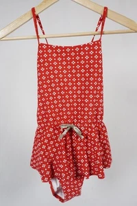 Hanna Anderson Girls Red White Tie Ruffle One-Piece Swinsuit Size 10/140 - Picture 1 of 7