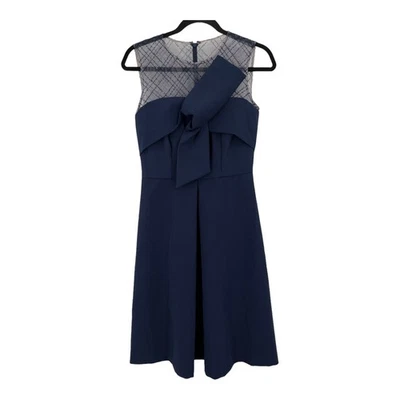 JS Collections 连衣裙 Reille 及膝蝴蝶结海军蓝 2 码  — 第 1/4 张图片