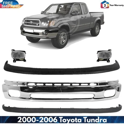 Front Bumper Chrome Steel & Fog Light Assembly Kit For 2000-2006 Toyota Tundra - Imagem 1 de 4