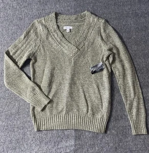 Neu mit Etikett Kim Rogers Damenpullover groß V-Ausschnitt Patina grün Acryl mit Knöpfen - Bild 1 von 10