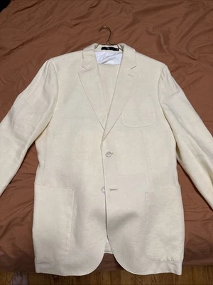 Traje Completo Banana Republic Para Hombre A Medida Calce Ajustado 100% Lino 42 Regular Foto 1 de 4