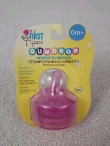 The First Years TOMY GumDrop Infant Nipples Pink 0m+ Slow Flow 2ct BPA Free - Picture 1 of 2