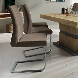2er Set Freischwinger Stuhl COMFORT - antik braun - Mikrofaser - Stahl - Bauhaus - Bild 1 von 9