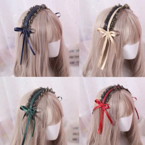 Lolita Fascia Gotica Frill Bowknot Copricapo Accessorio Capelli Principessa Retrò - Foto 1 di 18