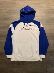 Kansas Jayhawks Hoodie Men L Blue Adidas Team Issue Performance Pullover Y2K - Picture 1 of 7