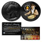 DUAL BLACK RUTHENIUM & COLORIZED 1976 Washington Bicentennial Quarter U.S. Coin