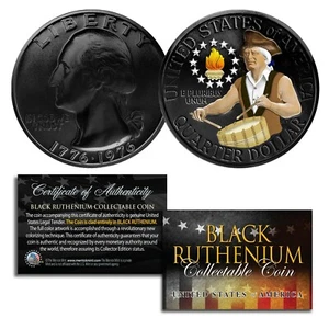 DUAL BLACK RUTHENIUM & COLORIZED 1976 Washington Bicentennial Quarter U.S. Coin - Picture 1 of 3
