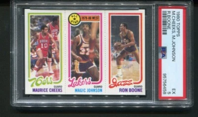 1980 Topps Maurice Cheeks Magic Johnson Ron Boone PSA 5 (458) - Image 1 of 2