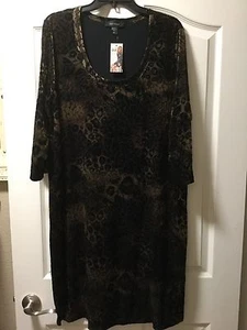 NEW Karen Kane Plus Size 2X Leopard Gold Dust Burnout Sheath Dress, Retail $154 - Picture 1 of 3