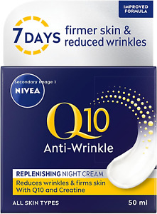 NIVEA Q10 Power Anti-Wrinkle Night Cream 50ml, Anti Aging Face Moisturiser