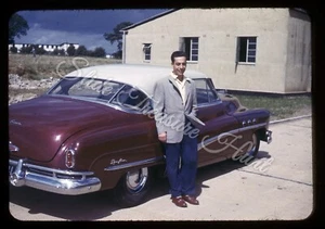 Man Buick Car 35mm Slide 1950s Red Border Kodachrome - Picture 1 of 2