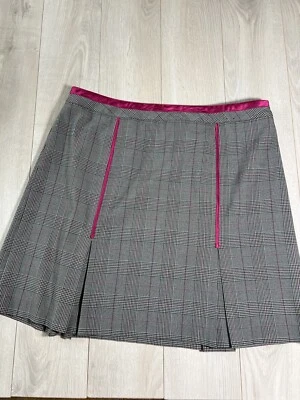 Falda Lane Bryant Gris Rosa Plisada A Cuadros Línea A Talla 18 Foto 1 de 4