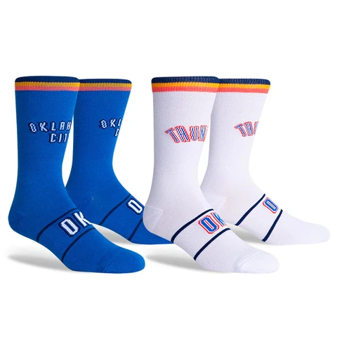 Oklahoma City Thunder NBA Large Mens Socks Fits 6-12 PKWY Home Away 2 Pack OKC Cover